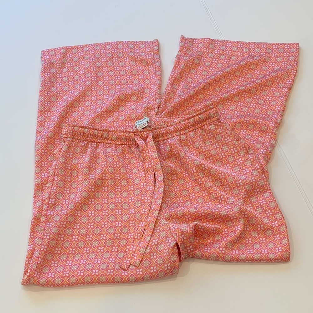 J. Crew Women’s XS Extra Small Coral Pink Silky Satin Pajama Pants Bottoms